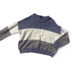 Colorblock Sweater - Blue, Gray, and Cream